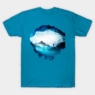 Figure Silhouette Blue Misty Mountain T-Shirt